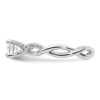 14K White Gold Criss-Cross (Holds 3/4 carat (5.8mm) Round Center) 1/5 carat Diamond Semi-mount Engagement Ring
