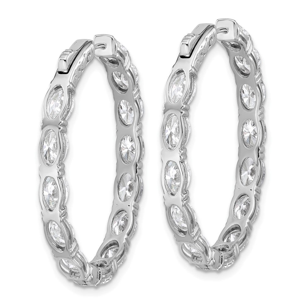 14K White Gold Certified Oval and Round VS DEF Diamond Inside/Outside Hoop Earrings