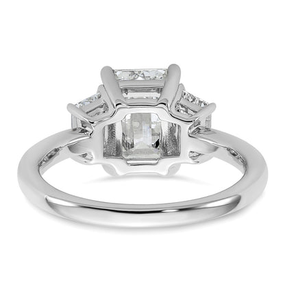14K White Gold 3/4ct Lab Grown Dia VS+ F+ Semi Mount Emerald Center Ring