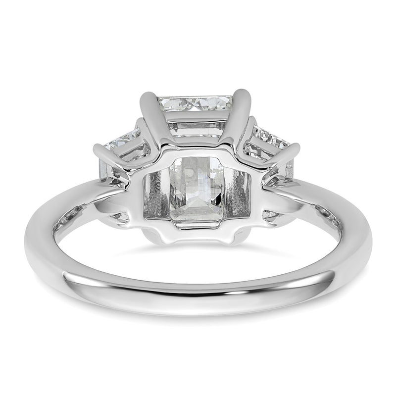 14K White Gold 3/4ct Lab Grown Dia VS+ F+ Semi Mount Emerald Center Ring