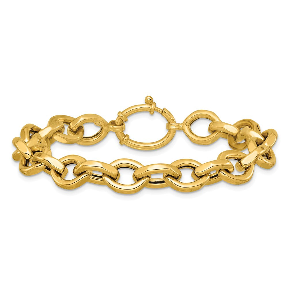 14K Yellow Gold Polished 9mm Fancy Cable Link 7.25 Inch Bracelet