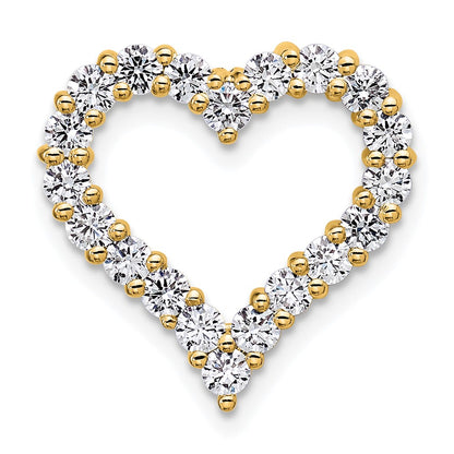 14K Yellow Gold 1 carat Lab Grown Diamond VS+ F+ Complete Heart Chain Slide Pendant