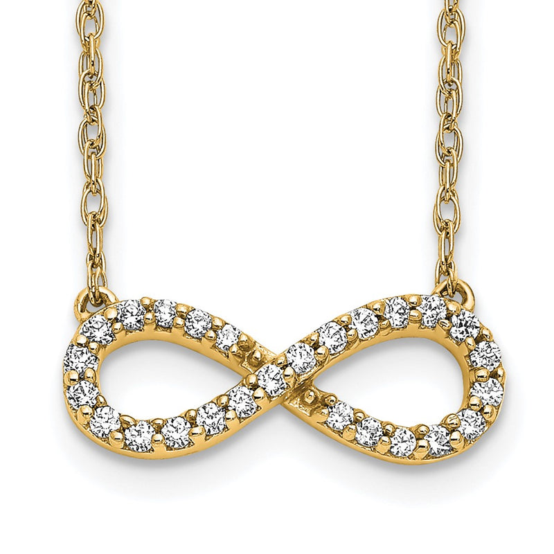 14K Yellow Gold Polished 1/6 carat Diamond Infinity Symbol 18 Inch Necklace