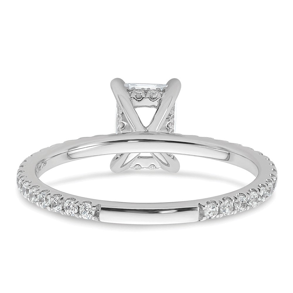14K White Gold 1 1/3 carat Certified Lab Grown Diamond VS+ F+ Radiant Complete Solitaire with Flair Engagement Ring
