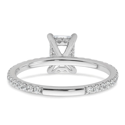 14K White Gold 1 1/3 carat Certified Lab Grown Diamond VS+ F+ Radiant Complete Solitaire with Flair Engagement Ring