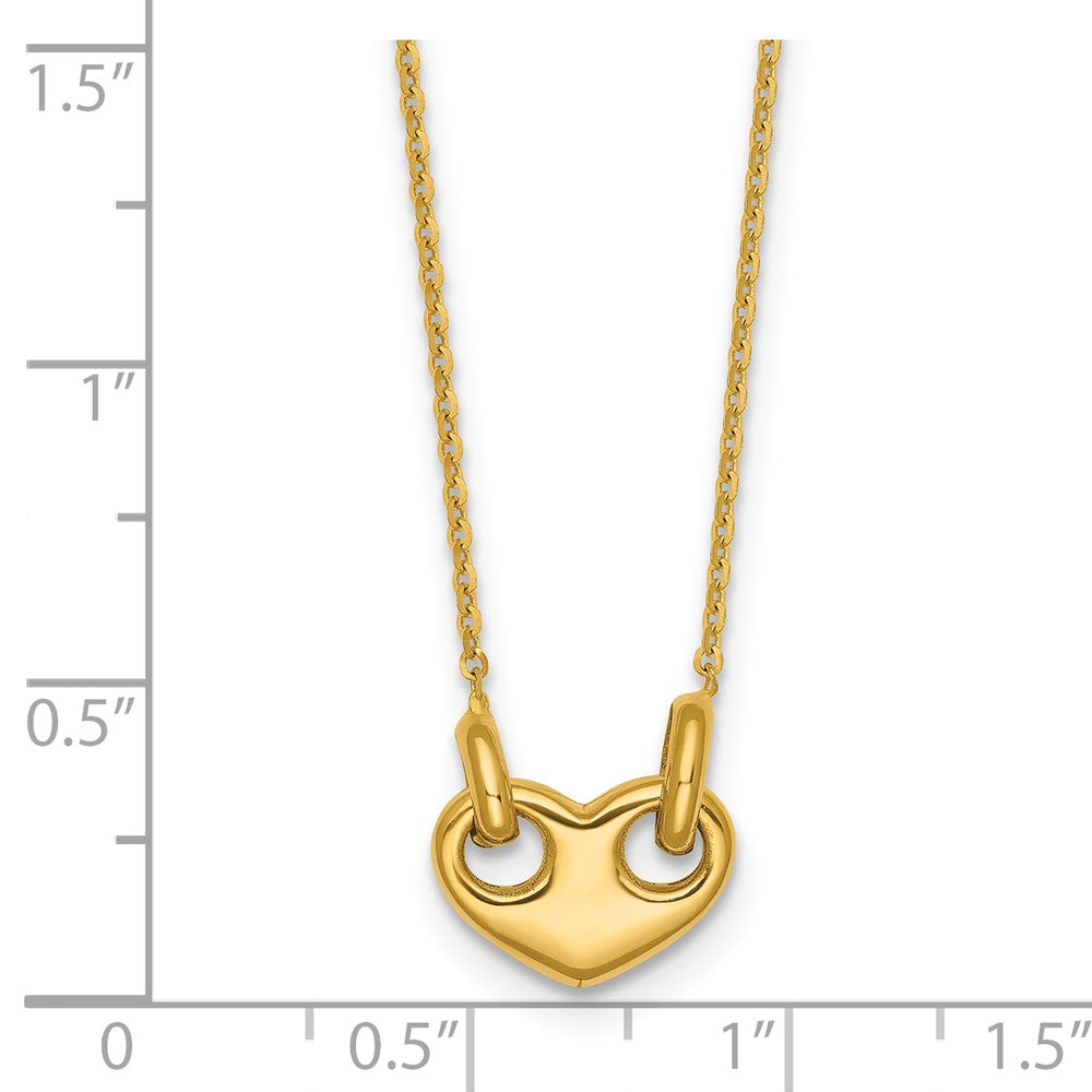 14K Yellow Gold Polished Heart 18 Inch Necklace