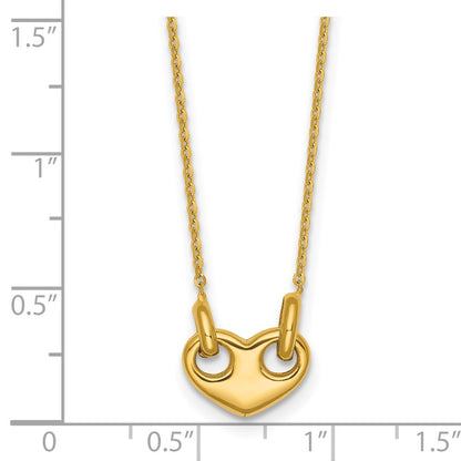 14K Yellow Gold Polished Heart 18 Inch Necklace
