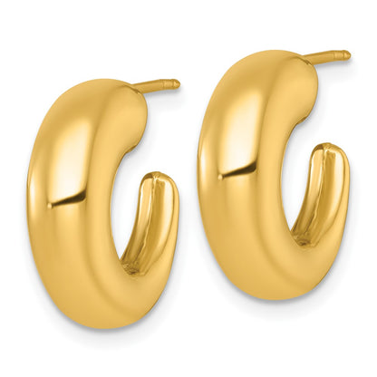 14K Yellow Gold Polished Tapered Hollow C-Hoop Post Earrings