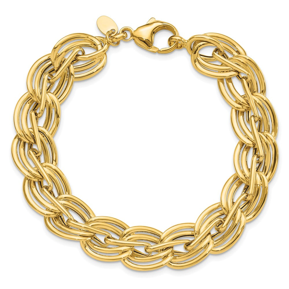 14K Yellow Gold Polished 12mm Fancy Link Chain Bracelet