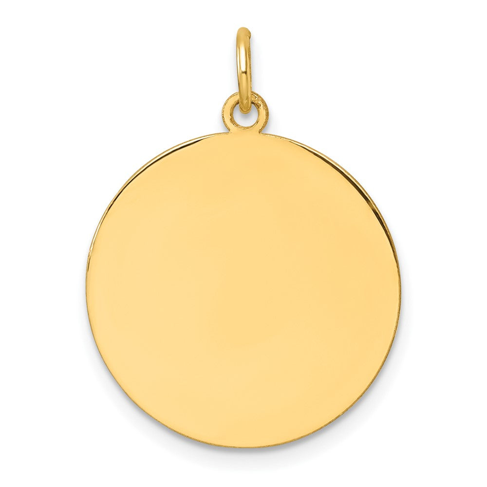 14K Yellow Gold Plain .035 Gauge Round Engravable Disc Charm