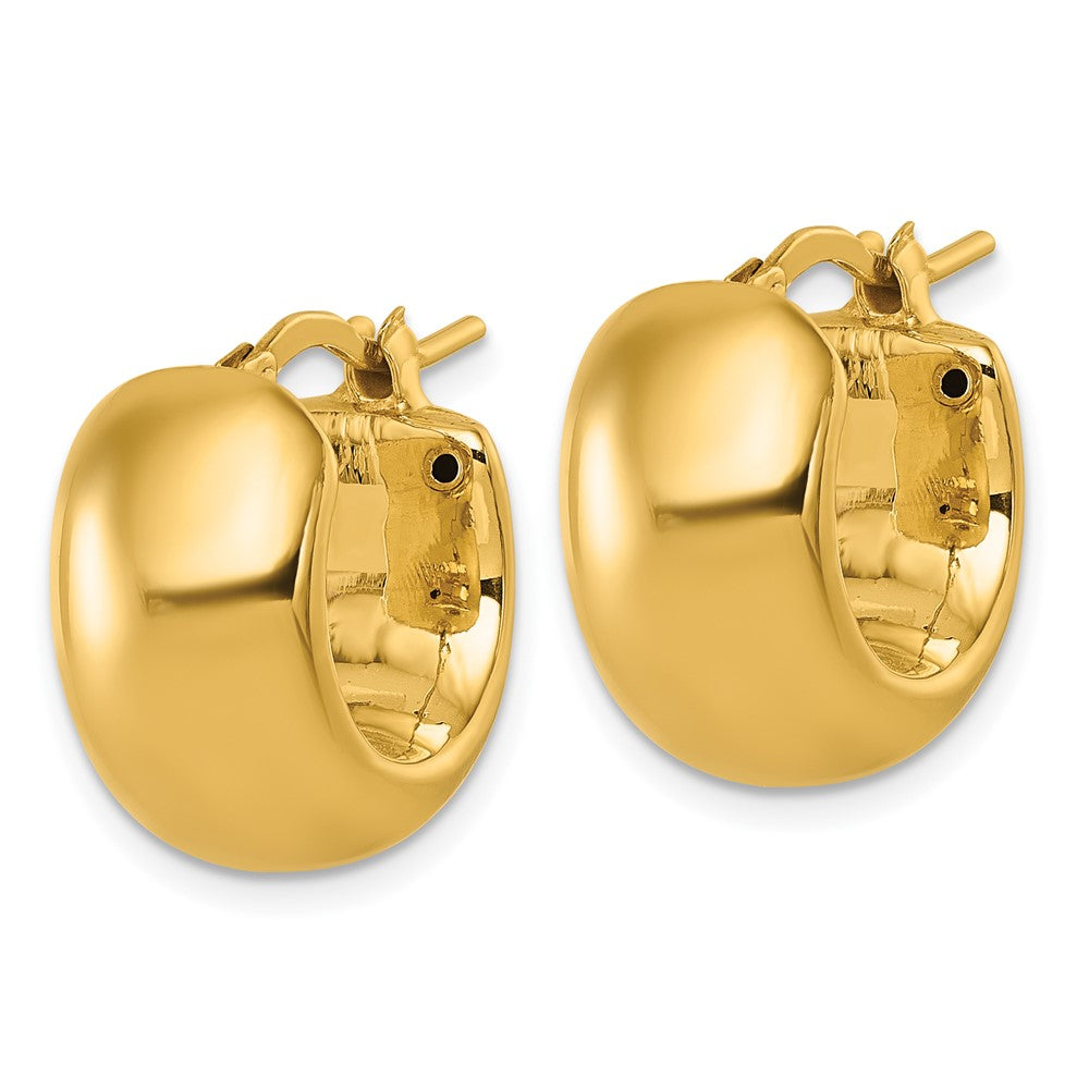 14K Yellow Gold Polished 9.75mm x 17mm Puffed Round Hoop Earrings