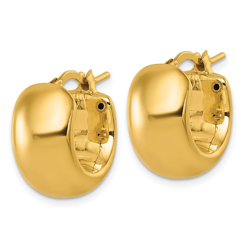 14K Yellow Gold Polished 9.75mm x 17mm Puffed Round Hoop Earrings