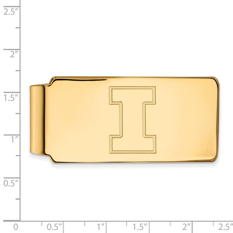 10K Yellow Gold Gold LogoArt University of Illinois Letter I Money Clip