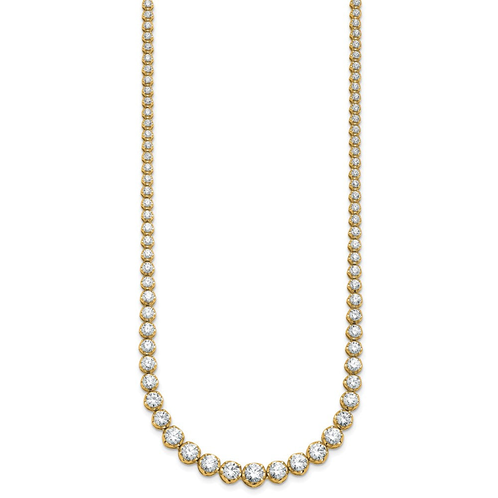 14K Yellow Gold 11 1/15 carat Certified Lab Grown Diamond VS+ F+ Complete Round 20 Inch Graduated Tennis Necklace