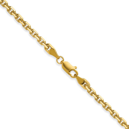 14K Yellow Gold 3.25mm D/C French Link 30 Inch Chain