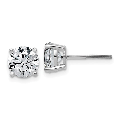 14K White Gold 4 carat Lab Grown Diamond VS/SI+ G+ Round Complete Four Prong Lightweight Screwback Stud Earrings