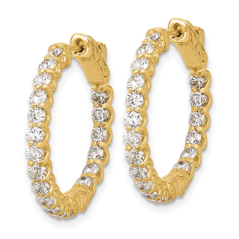 14K Yellow Gold 1.55 carat Diamond In/Out Hoop w/Safety Clasp Earrings
