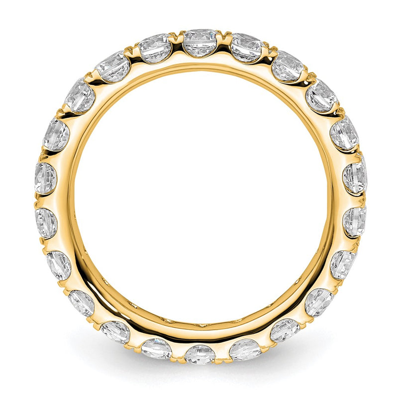 14K Yellow Gold Polished Size 6 U-Shared Prong 2 carat Diamond Complete Eternity Wedding Band Ring