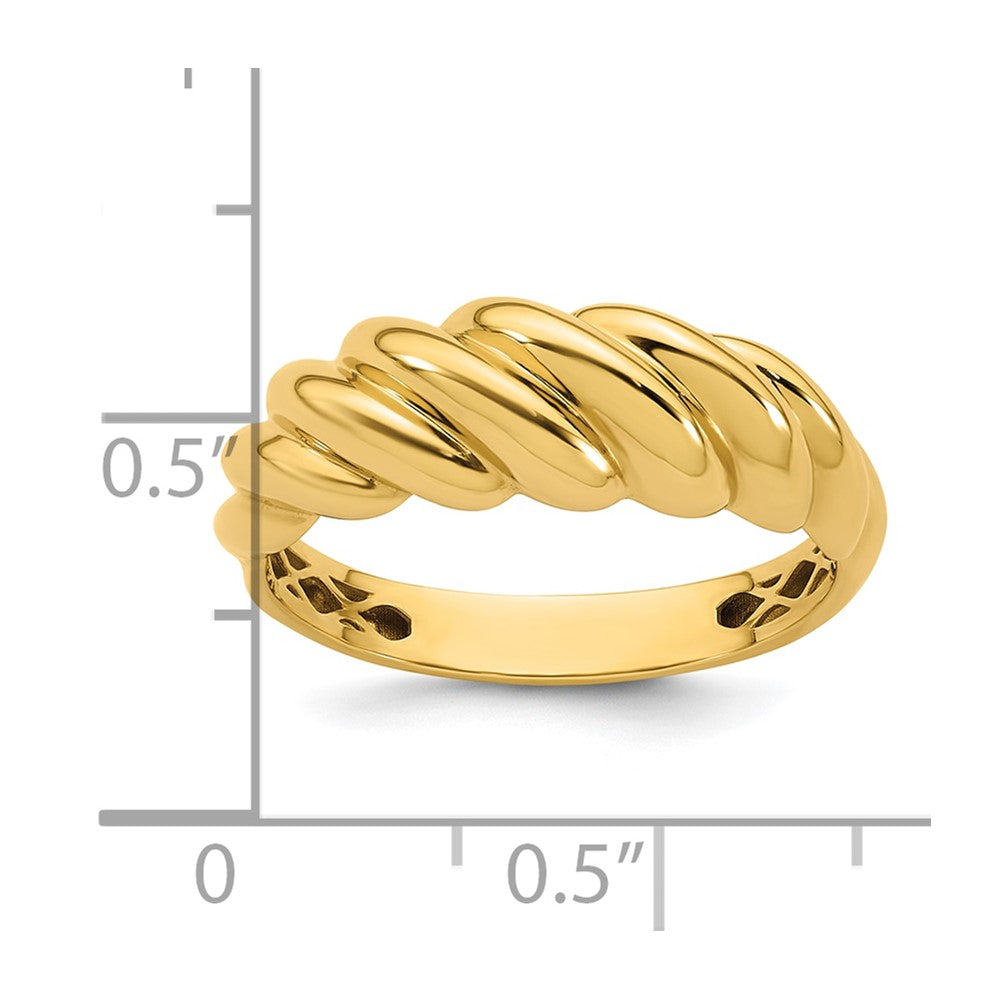 14K Yellow Gold Polished Twisted Domed Size 7 Ring