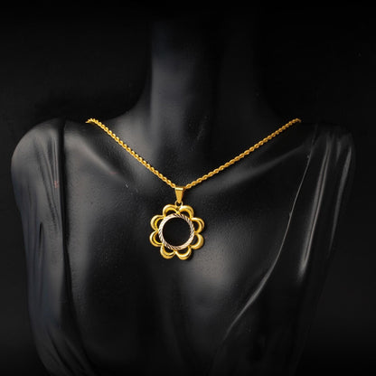 14K Yellow Gold Flower Quarter Coin Bezel Necklace