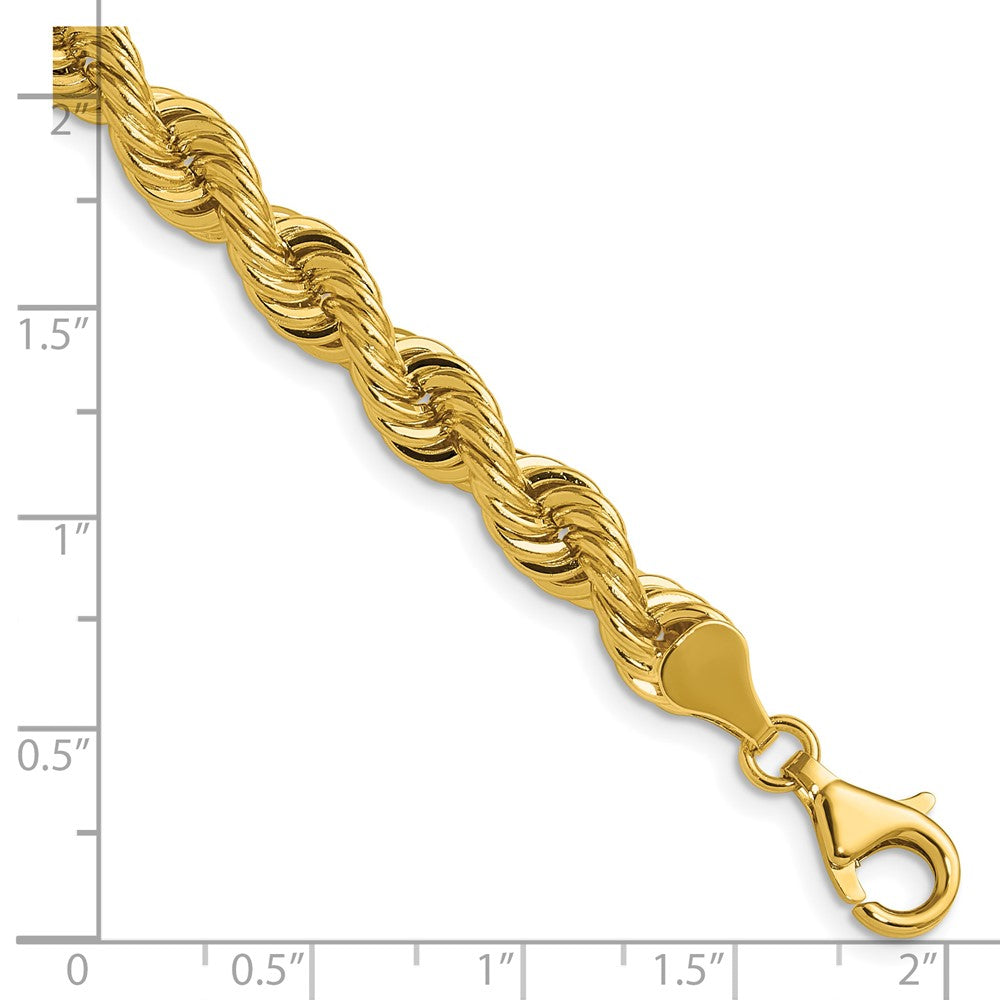 14K Yellow Gold 6.7mm Regular Rope 8 Inch Chain