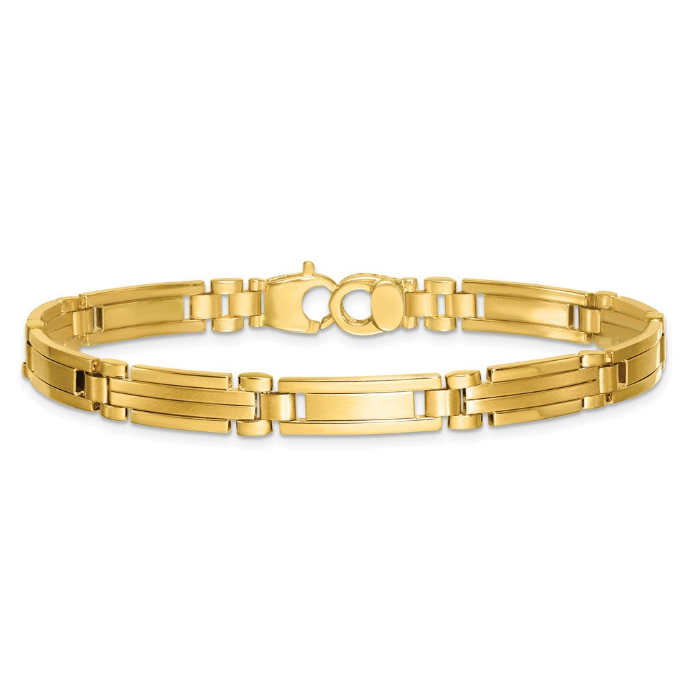 14K Yellow Gold Polished and Brushed 6.7mm Fancy Multi Link Bar 8.25 Inch Bracelet