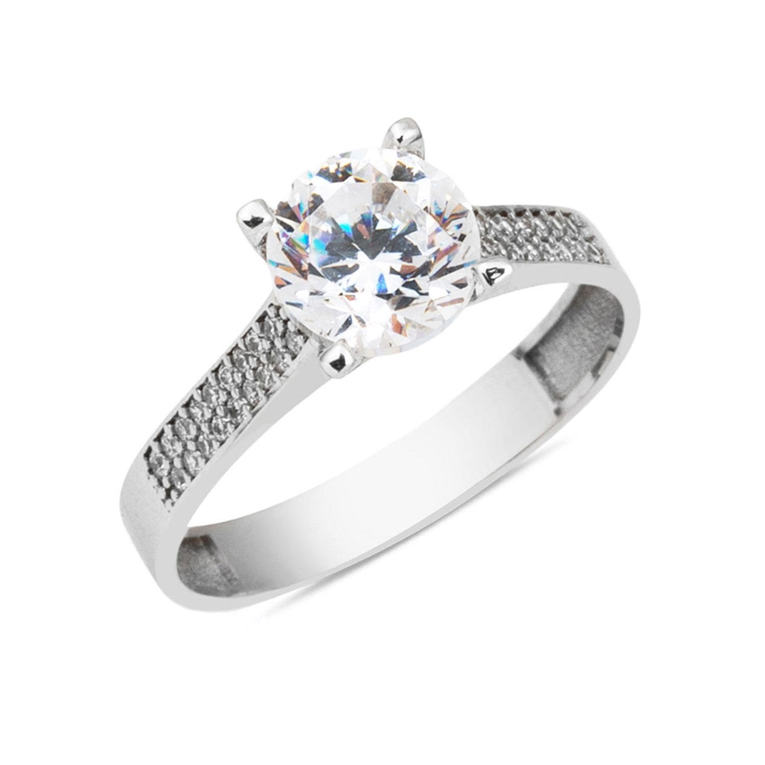 14K White Gold Solitaire Cubic Zirconia Ring (2.8 g)