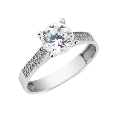 14K White Gold Solitaire Cubic Zirconia Ring (2.8 g)