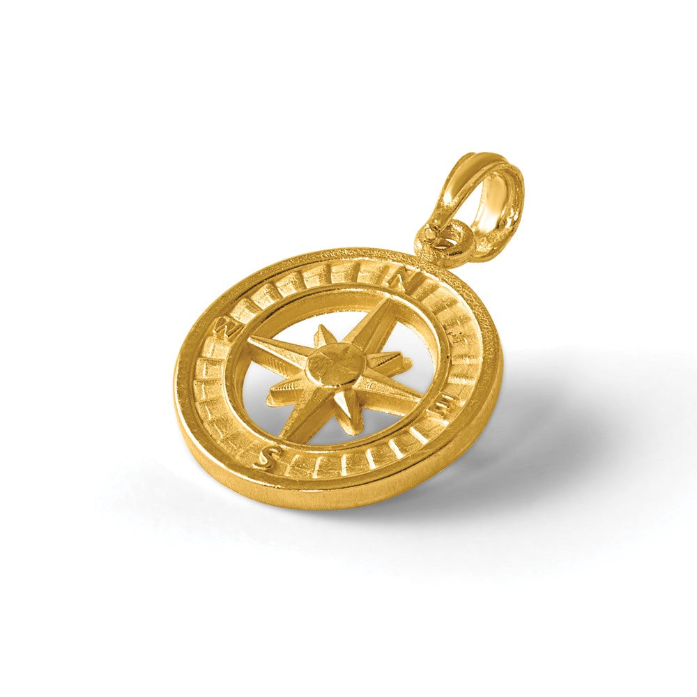 14K Yellow Gold Polished Compass Pendant