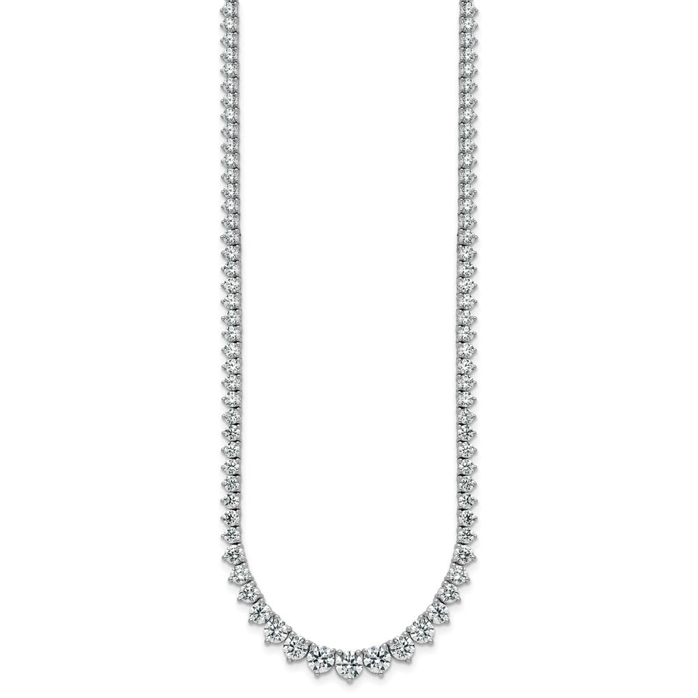 14K White Gold 16 1/3 carat Certified Lab Grown Diamond VS+ F+ Complete Round 18 Inch Graduated Tennis Necklace