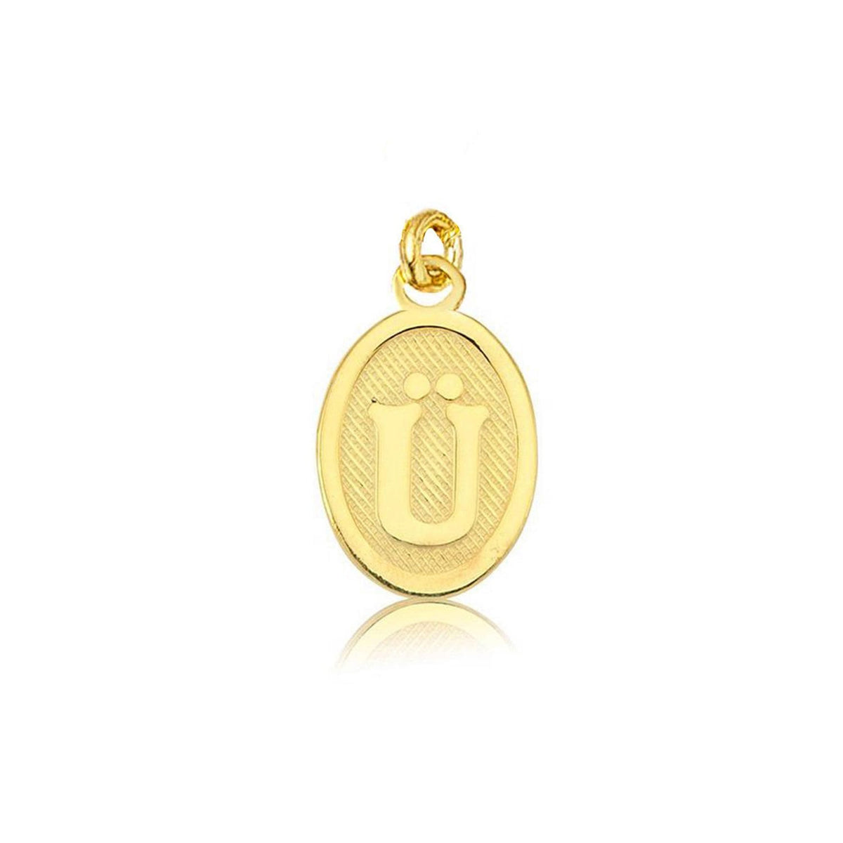 14K Yellow Gold U Initial Oval Pendant