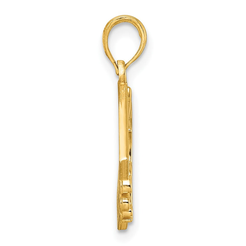 14K Yellow Gold Polished Eagle in Square Pendant