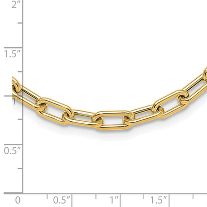 14K Yellow Gold Polished Fancy 5mm Oval Link 18 Inch Toggle Necklace