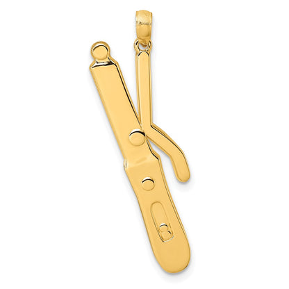 14K Yellow Gold Polished Curling Wand Pendant