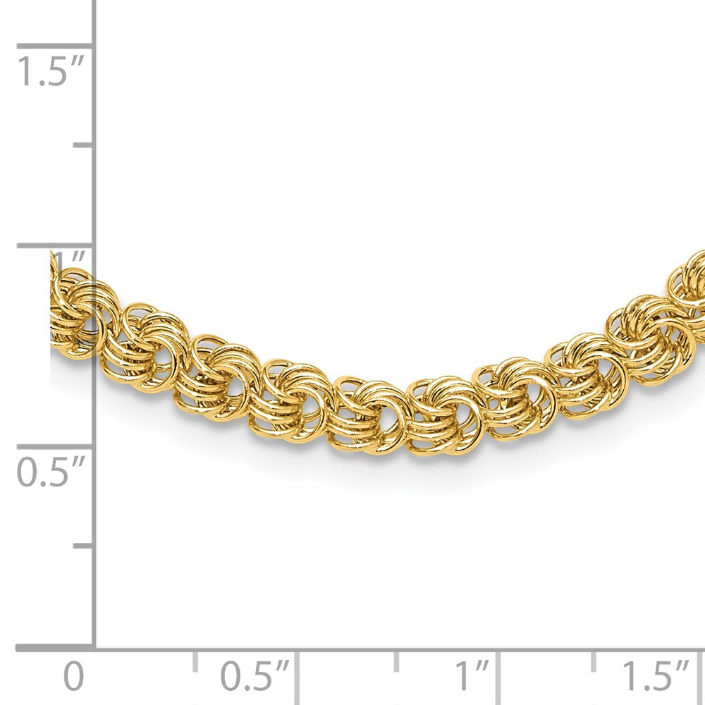 14K Yellow Gold Polished 5.3mm Fancy Triple Link 18 Inch Necklace