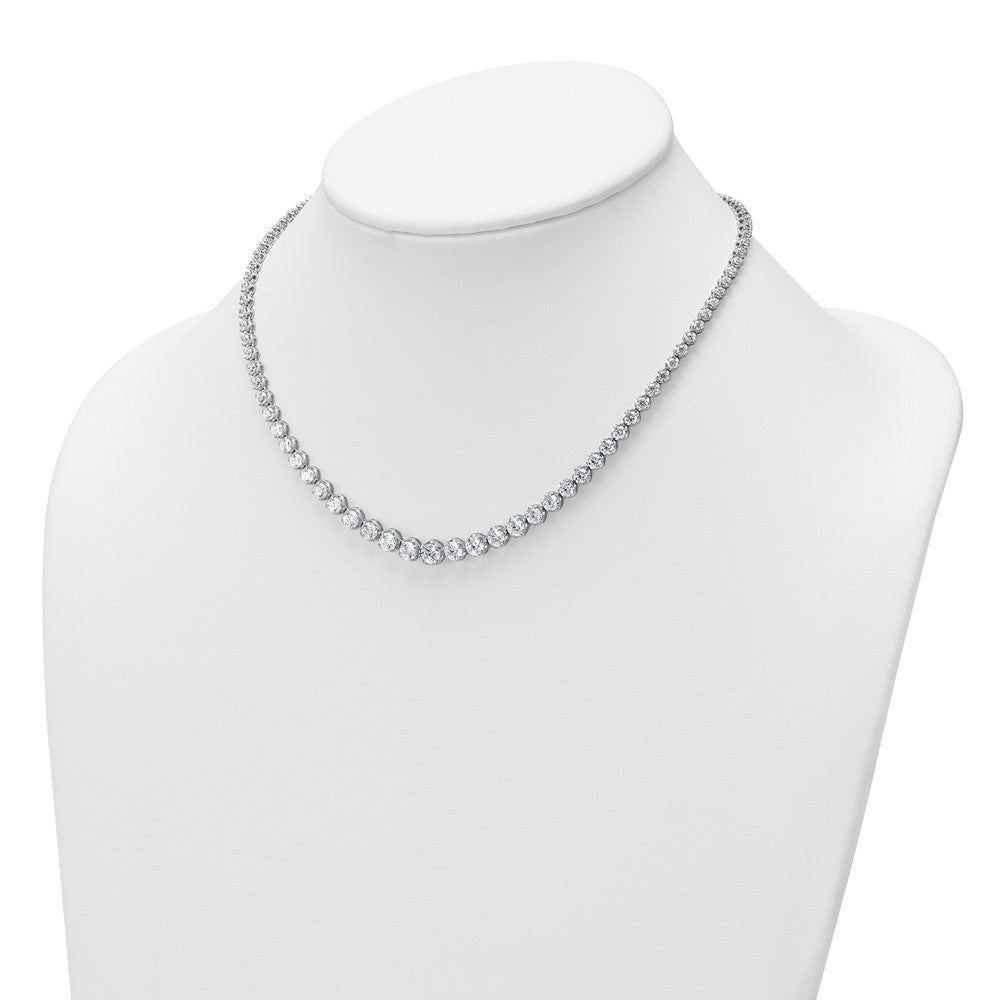 14K White Gold 10 1/20 carat Lab Grown Diamond VS+ F+ Complete Round 16 Inch Graduated Tennis Necklace