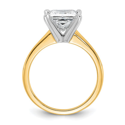 14K Two-Tone Gold Two-tone 2 1/2 carat Certified Lab Grown Diamond VS+ F+ Princess Complete Solitaire Engagement Ring