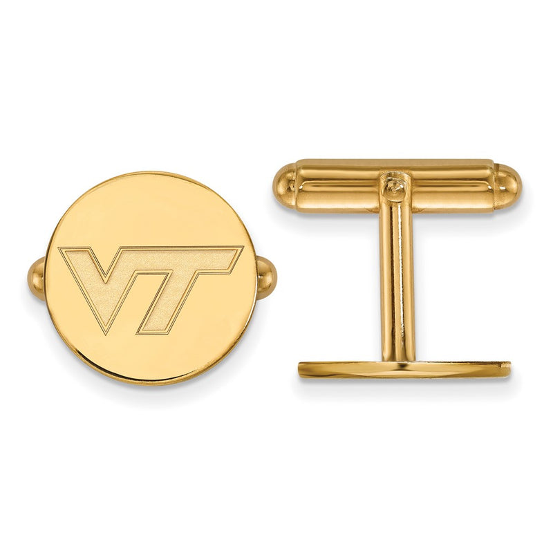 14K Yellow Gold Gold LogoArt Virginia Tech V-T Cuff Links