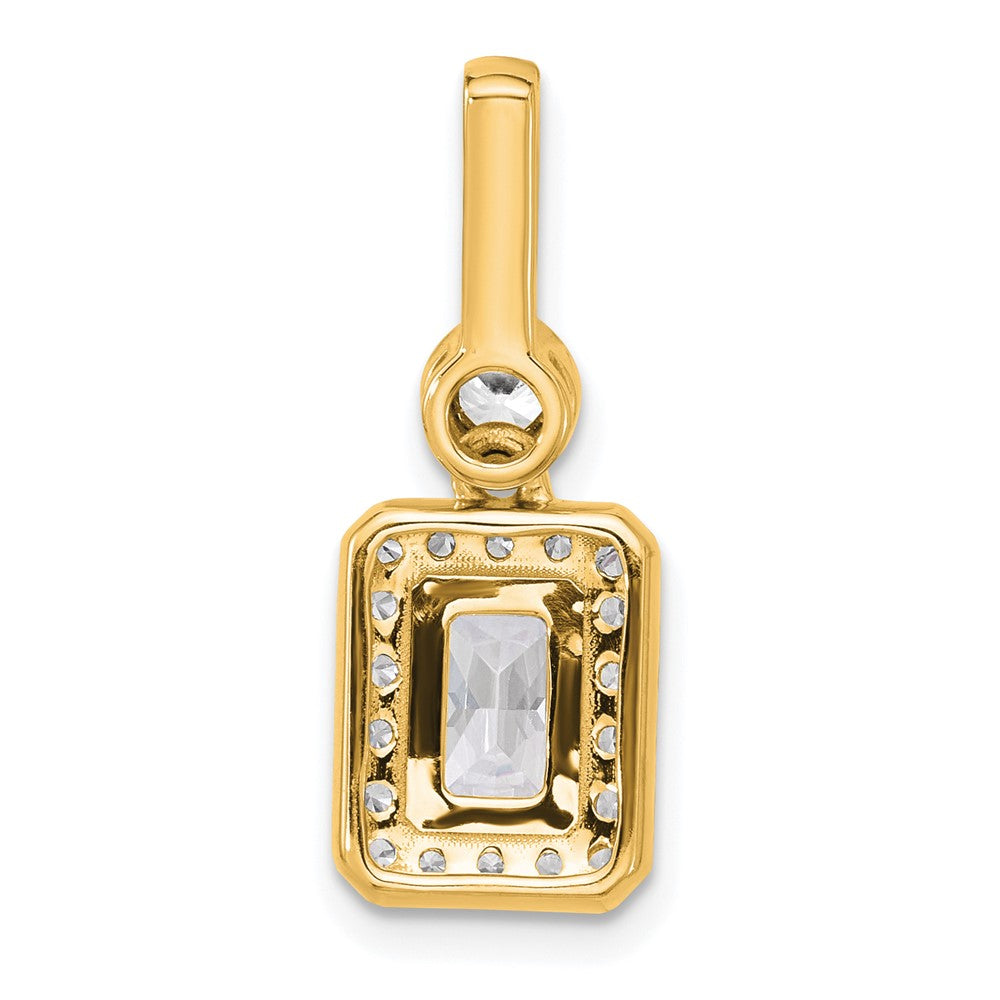 14K Yellow Gold 2 carat Certified Lab Grown Diamond VS/SI+ G+ Radiant Complete Halo Pendant