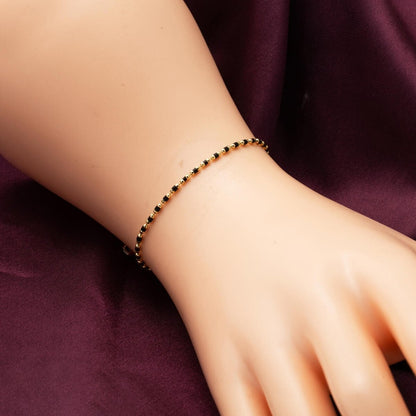 14K Yellow Gold Black Enamel Bracelet