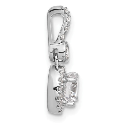 14K White Gold 1 carat Certified Lab Grown Diamond VS+ F+ Round Complete Halo Pendant