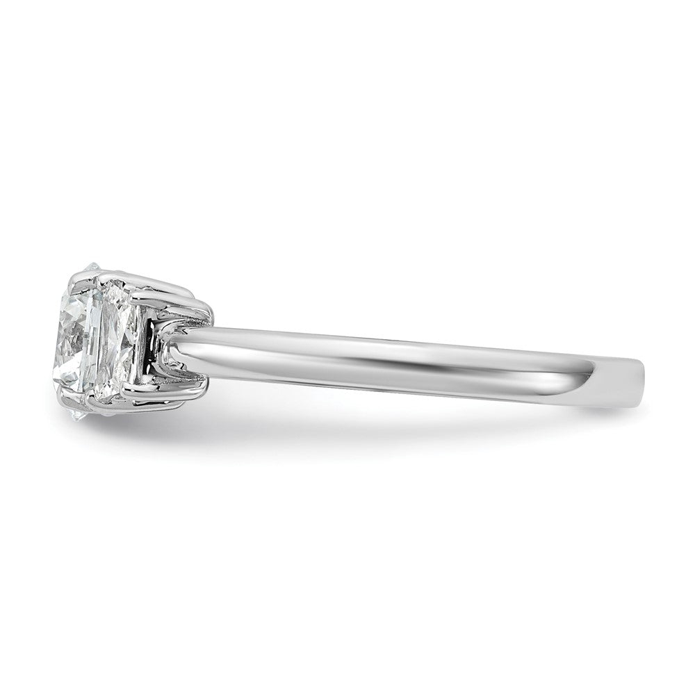 14K White Gold 3/8 carat Lab Grown Diamond VS+ F+ Trapezoid Sidestones Holds 1 carat Center Round Semi Mount Engagement Ring
