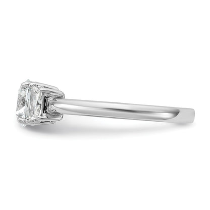 14K White Gold 3/8 carat Lab Grown Diamond VS+ F+ Trapezoid Sidestones Holds 1 carat Center Round Semi Mount Engagement Ring