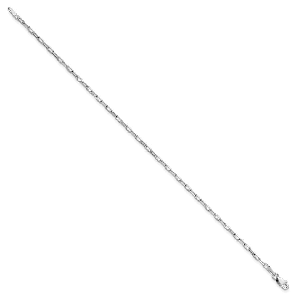 14K White Gold 2.1mm Solid Beveled Paperclip 10 Inch Chain