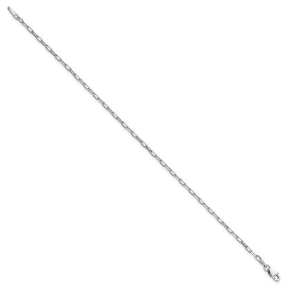 14K White Gold 2.1mm Solid Beveled Paperclip 10 Inch Chain