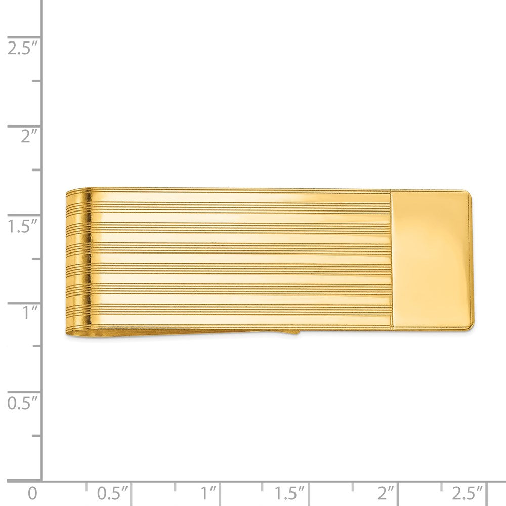14K Yellow Gold Men's Grooved Polished Money Clip