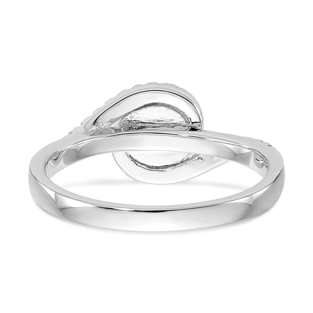 14K White Gold By-Pass (Holds 1/3 carat (4.5mm) Round Center) 1/6 carat Diamond Semi-mount Engagement Ring