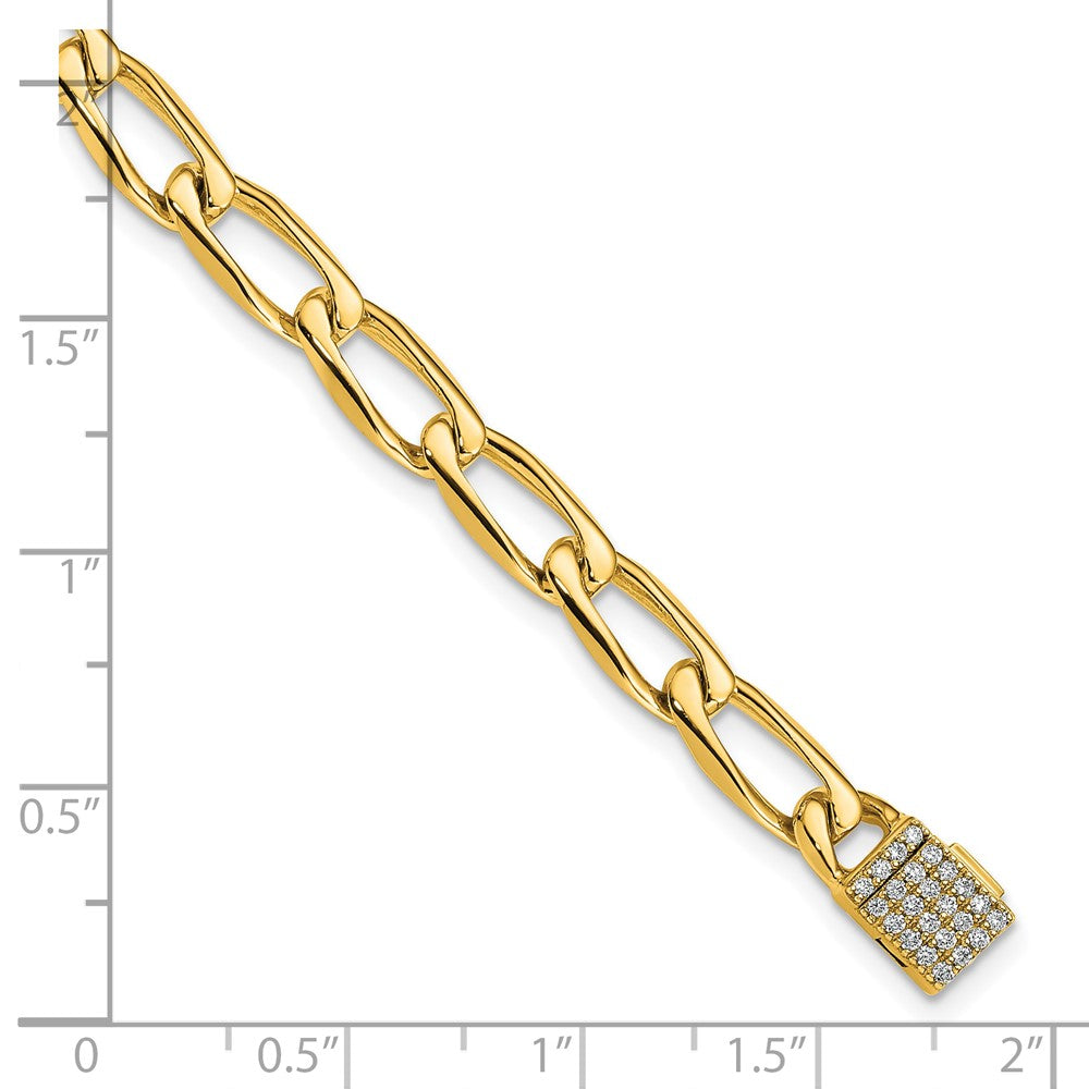14K Yellow Gold Hand-polished 5.9mm Open Link 1.65 carat Diamond Clasp 8 Inch Bracelet