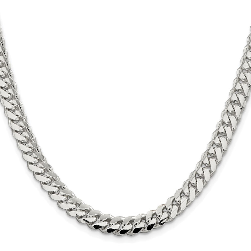 Sterling Silver Rhodium-plated 7.0mm Polished Domed Curb 24 Inch Chain