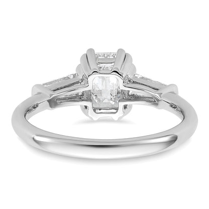 14K White Gold 1/2ct Lab Grown Dia VS+ F+ Emerald Center Semi-Mount Eng Ring